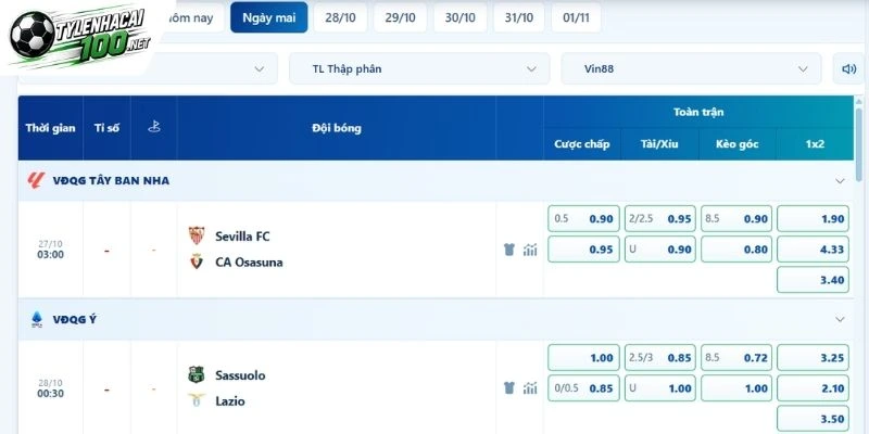 Tỷ Lệ Kèo Sevilla Vs Osasuna, La Liga - 27/10/2026 5 Nhận định kèo thơm trận Sevilla đối đầu Osasuna